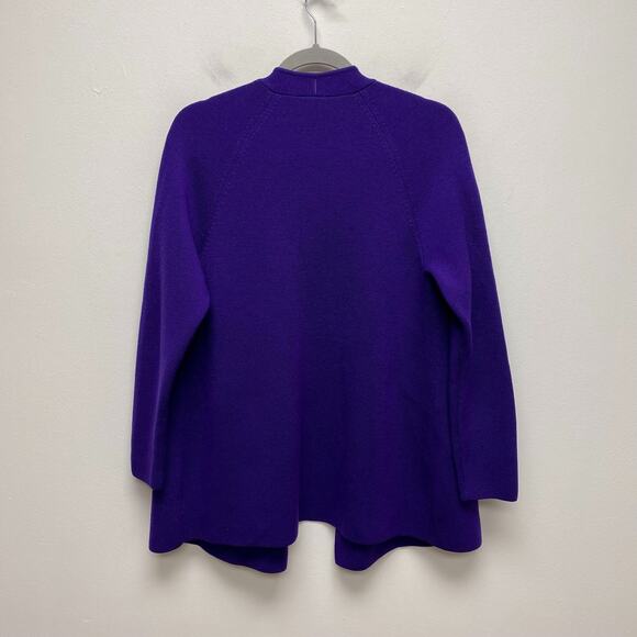 Talbots Womens Purple Pure Merino Wool Long Sleeve Open Front Sweater Blazer XLP - Picture 4 of 8